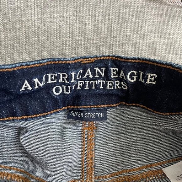 American Eagle Hi-Rise Shortie Jean Cutoff Shorts Women's Size 00 Stretch Denim - Picture 6 of 8